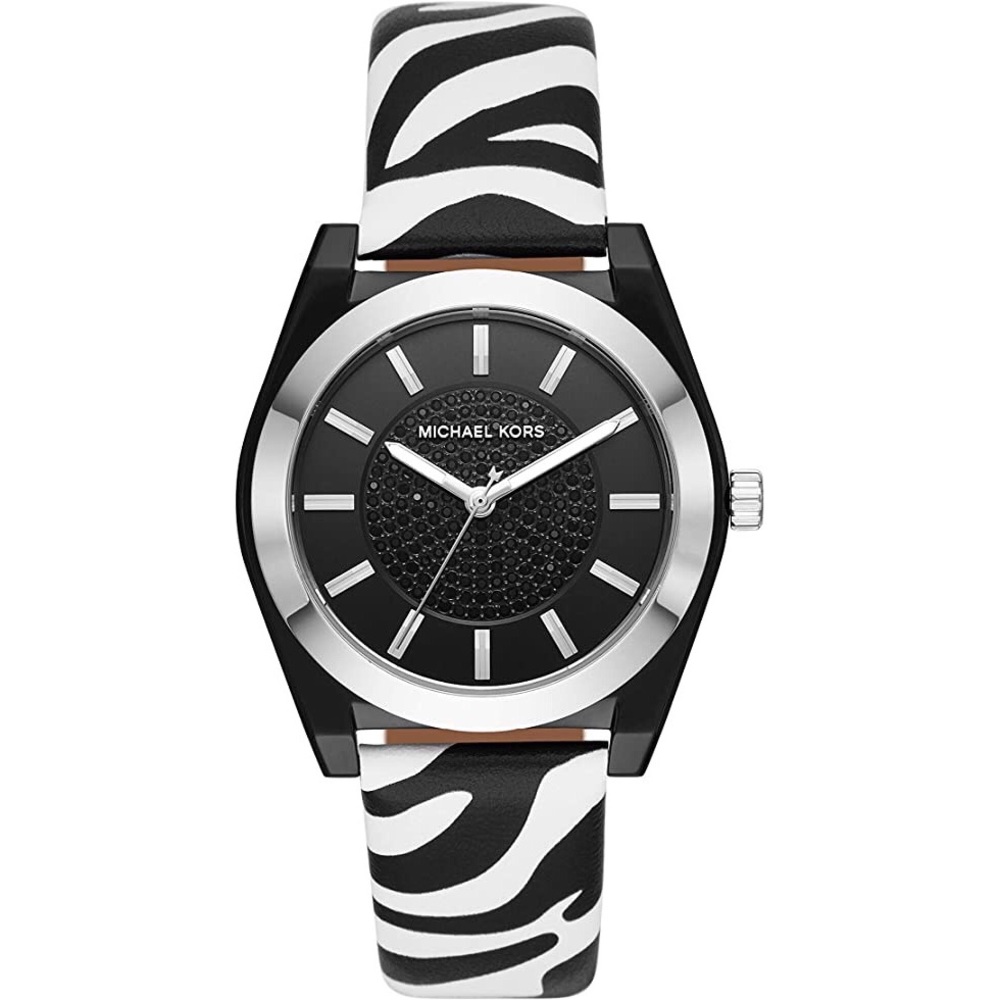 NWT Michael Kors Zebra Print Black Pave Watch